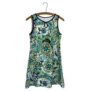 Nuu Muu Blue and Green Colorful Floral Athletic Exercise Athleisure Dress